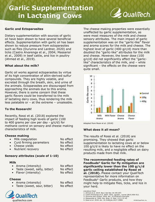 Garlic Supplementation Lactating Cows Sheet